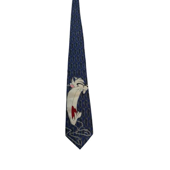 Looney Tunes By Balancine Tasmanian Devil Taz Yelling Blue White Cartoon Necktie - Picture 3 of 7